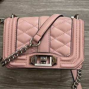 Rebecca Minkoff love crossbody pink and silver